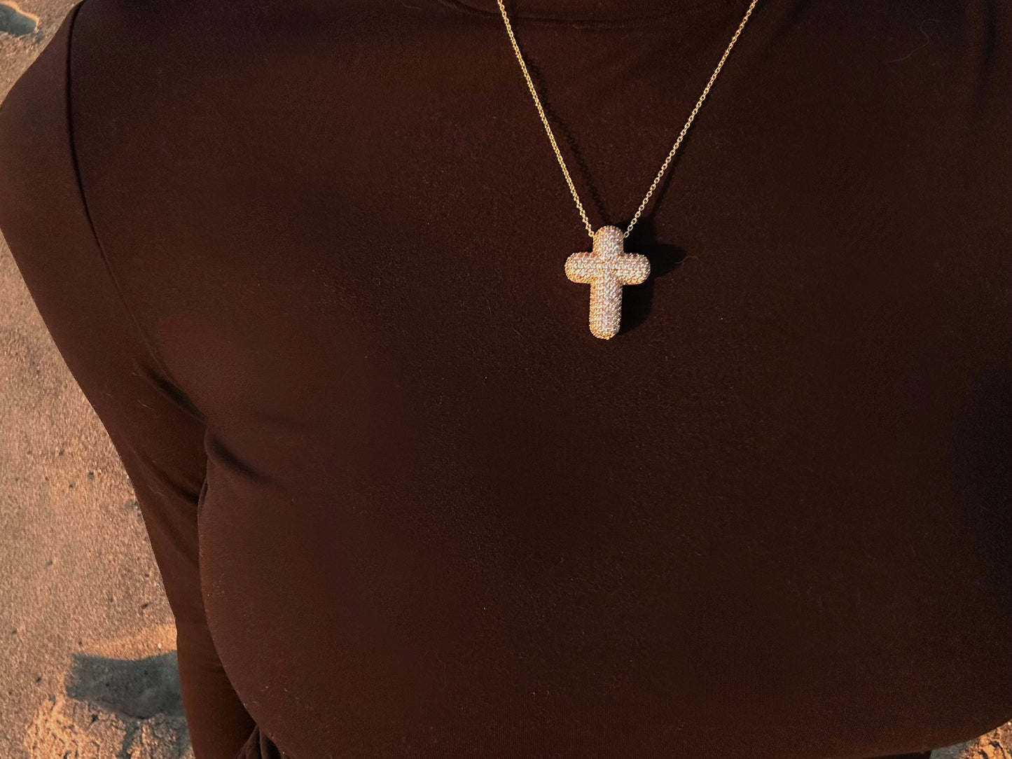 Iced Bubble Cross Necklace