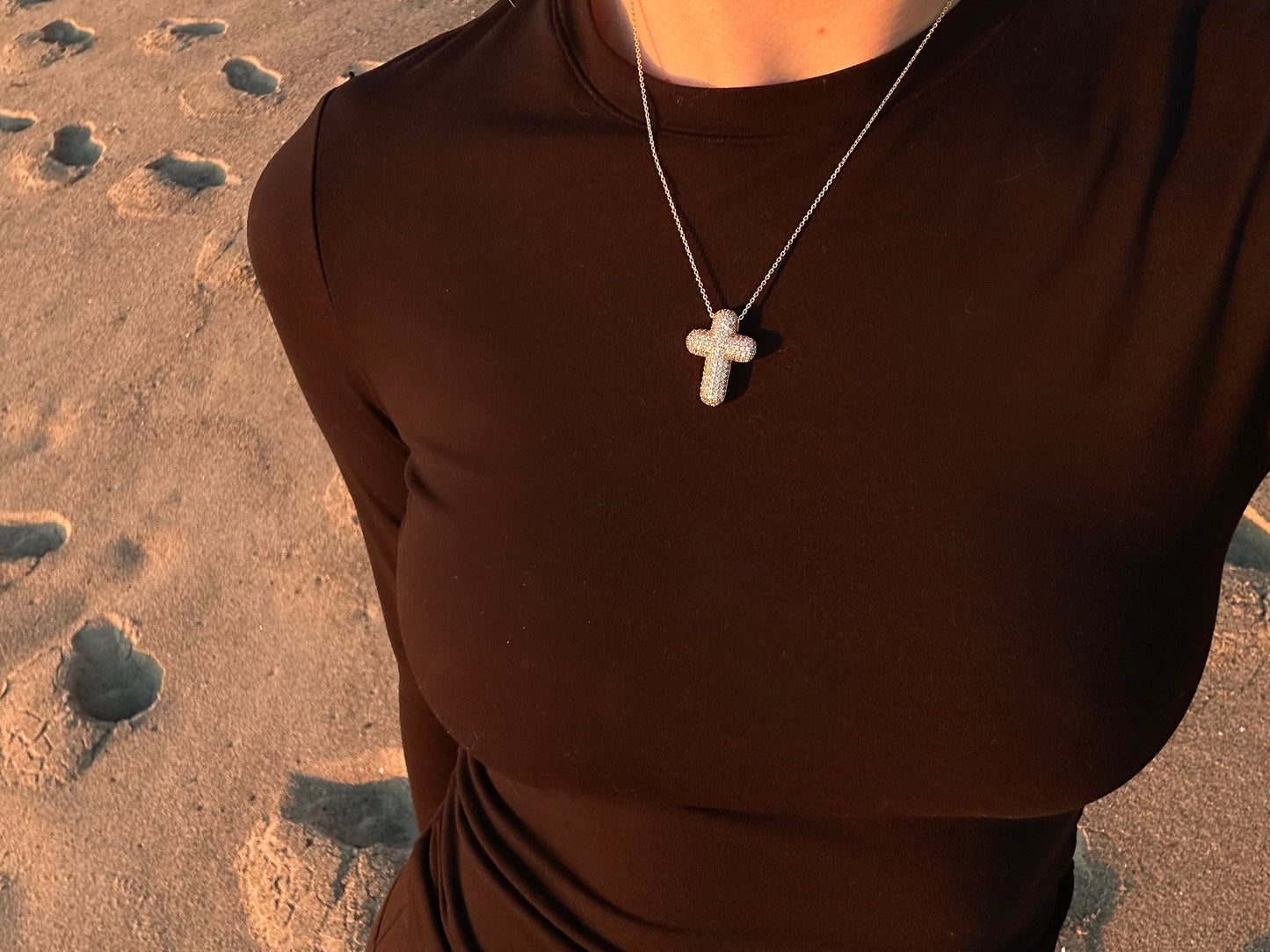 Iced Bubble Cross Necklace