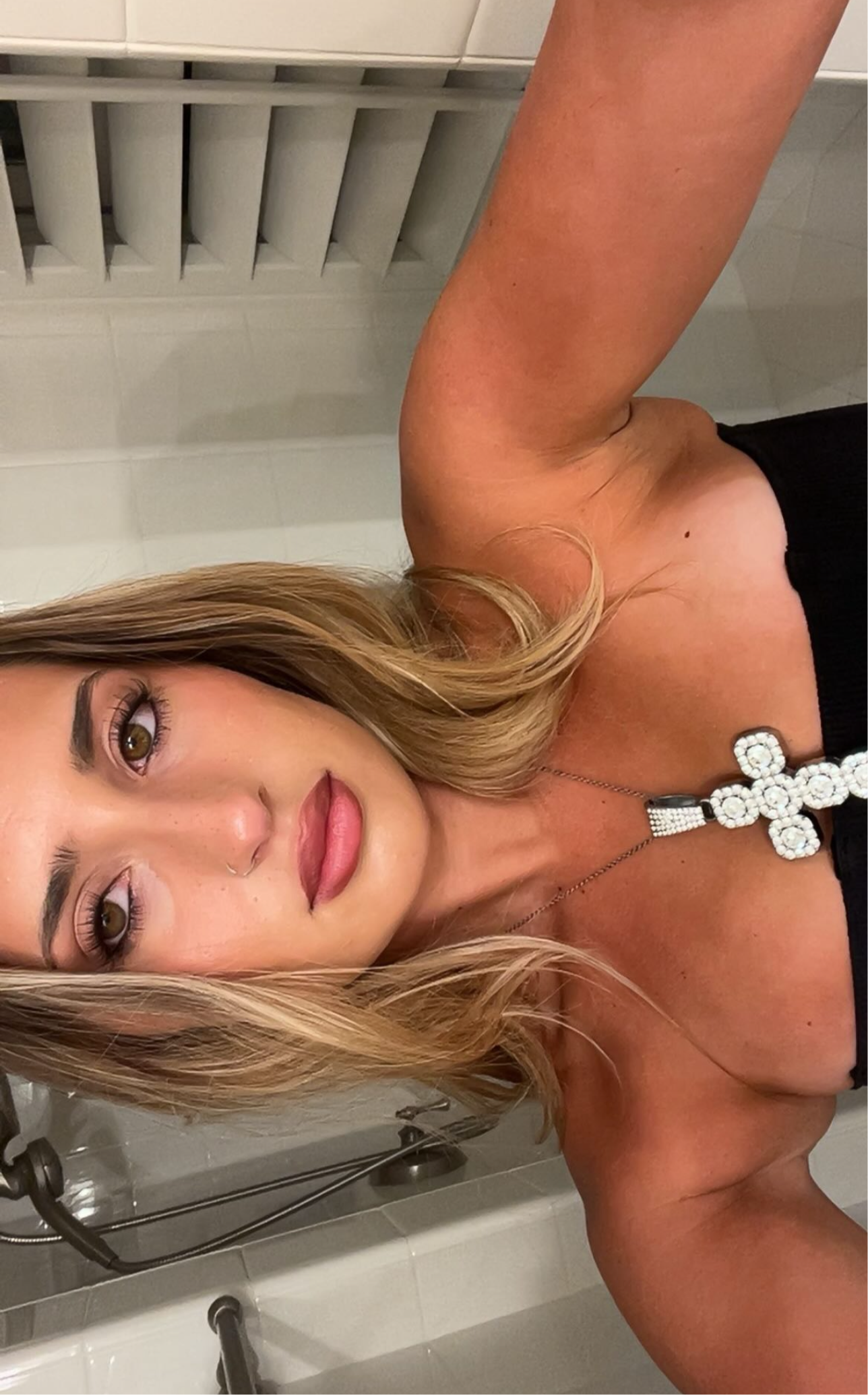 Jumbo Bubble Cross Necklace - Silver