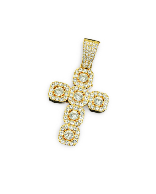 Jumbo Bubble Cross Necklace - Gold