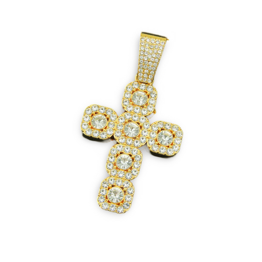 Jumbo Bubble Cross Necklace - Gold