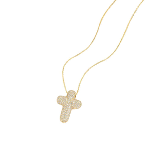 Iced Bubble Cross Necklace