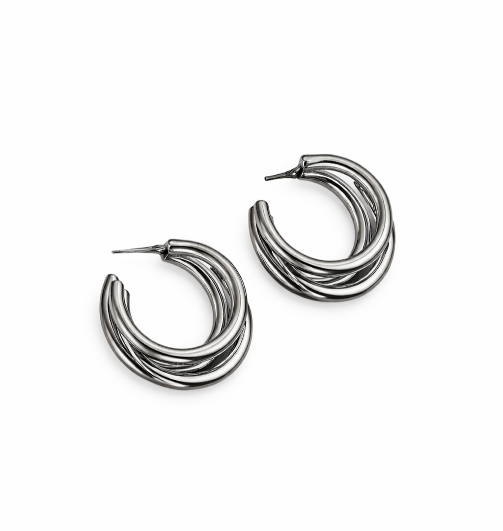 Triple Stack Hoops - Silver