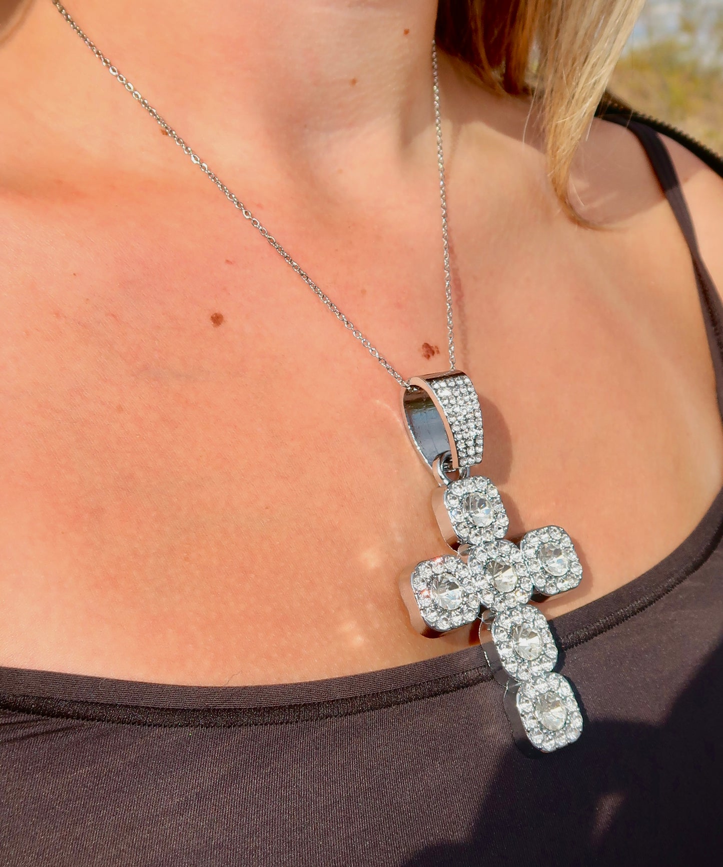 Jumbo Bubble Cross - Silver