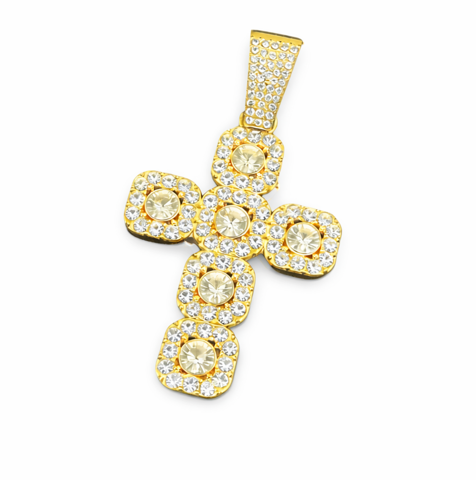 Jumbo Bubble Cross Necklace - Gold
