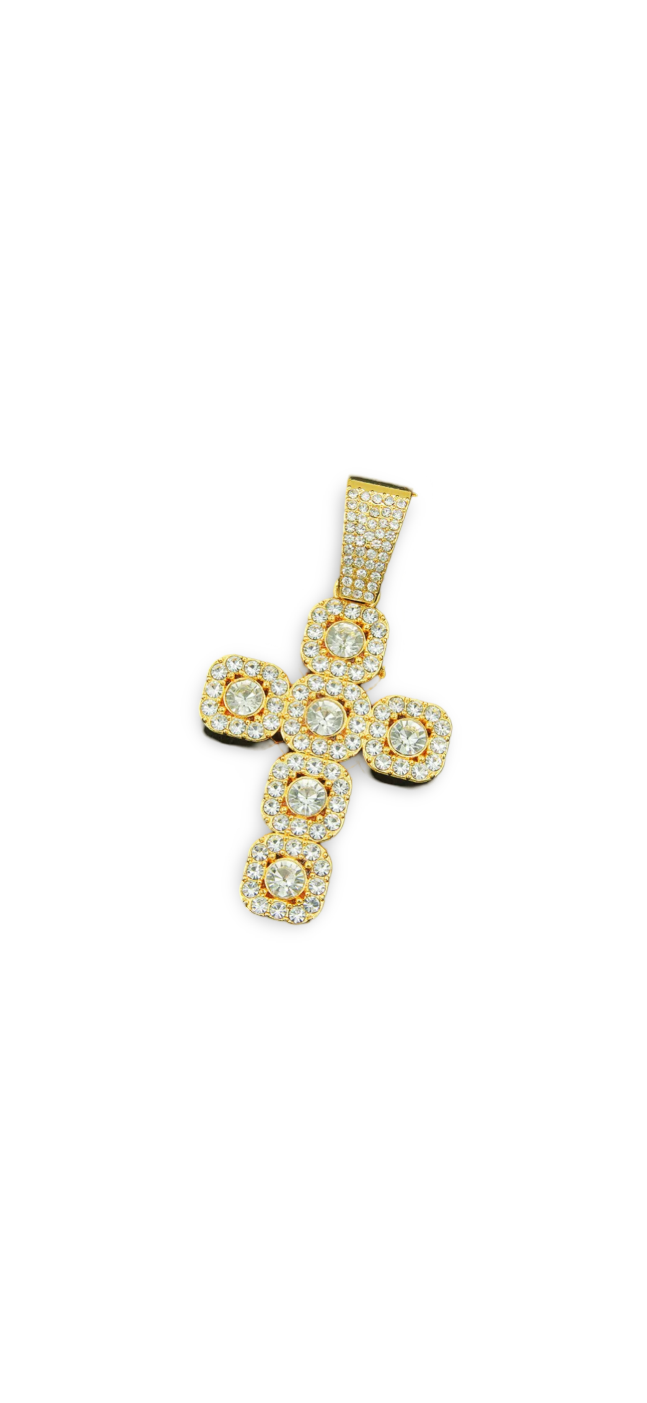 Jumbo Bubble Cross Necklace - Gold